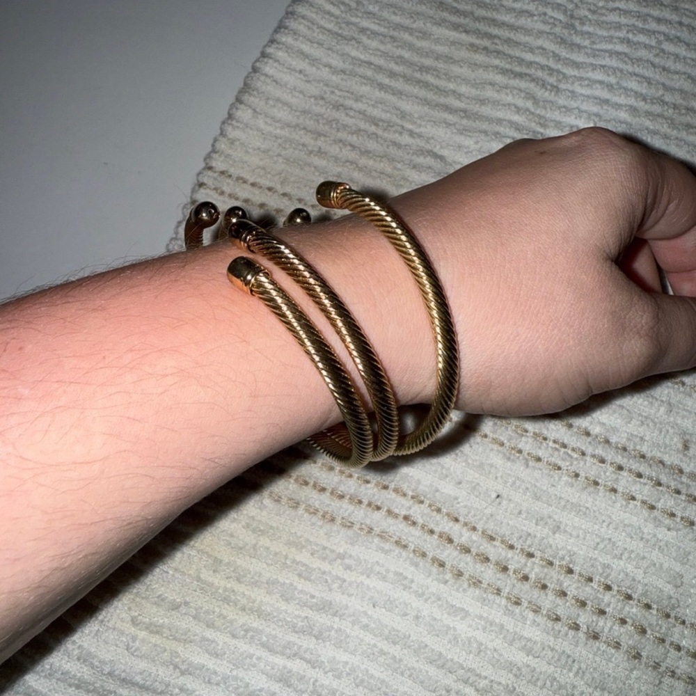 Women’s gold cable bangles, set of 3